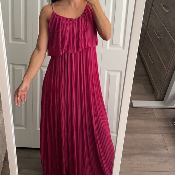 Mango Pleated Long Dress ????? Pleated A-Line Dress  Size: UK (????? ??